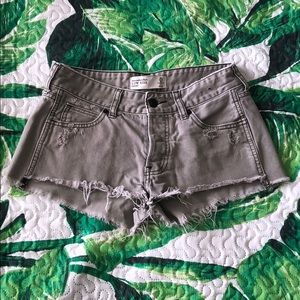 Green/gray Low Rise Distressed Abercrombie Shorts